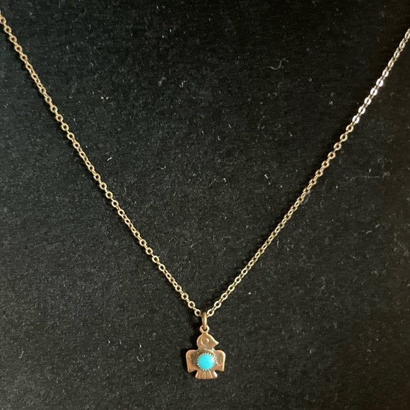 Vintage Petite Turquoise Copper Thunderbird Necklace & Coordinating Accessories - Picture 7 of 13